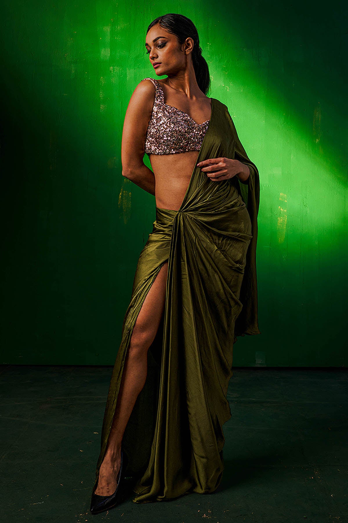 Indo Western Wrap Saree & Blouse