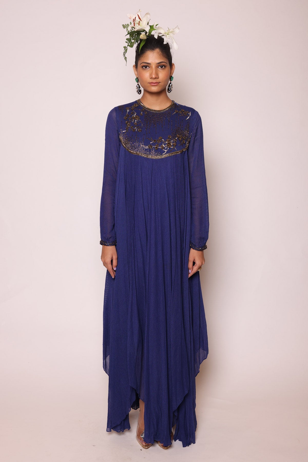 Ink Blue Asymmetrical Dress at ScrollnShops