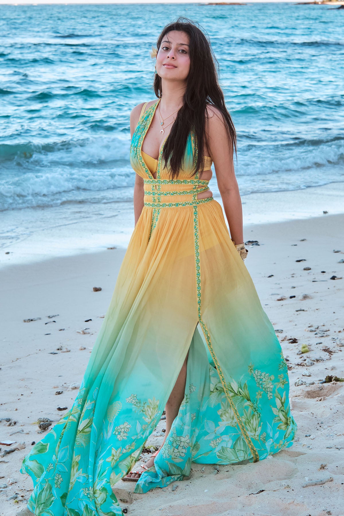 Ombre Halter Neck Maxi Dress