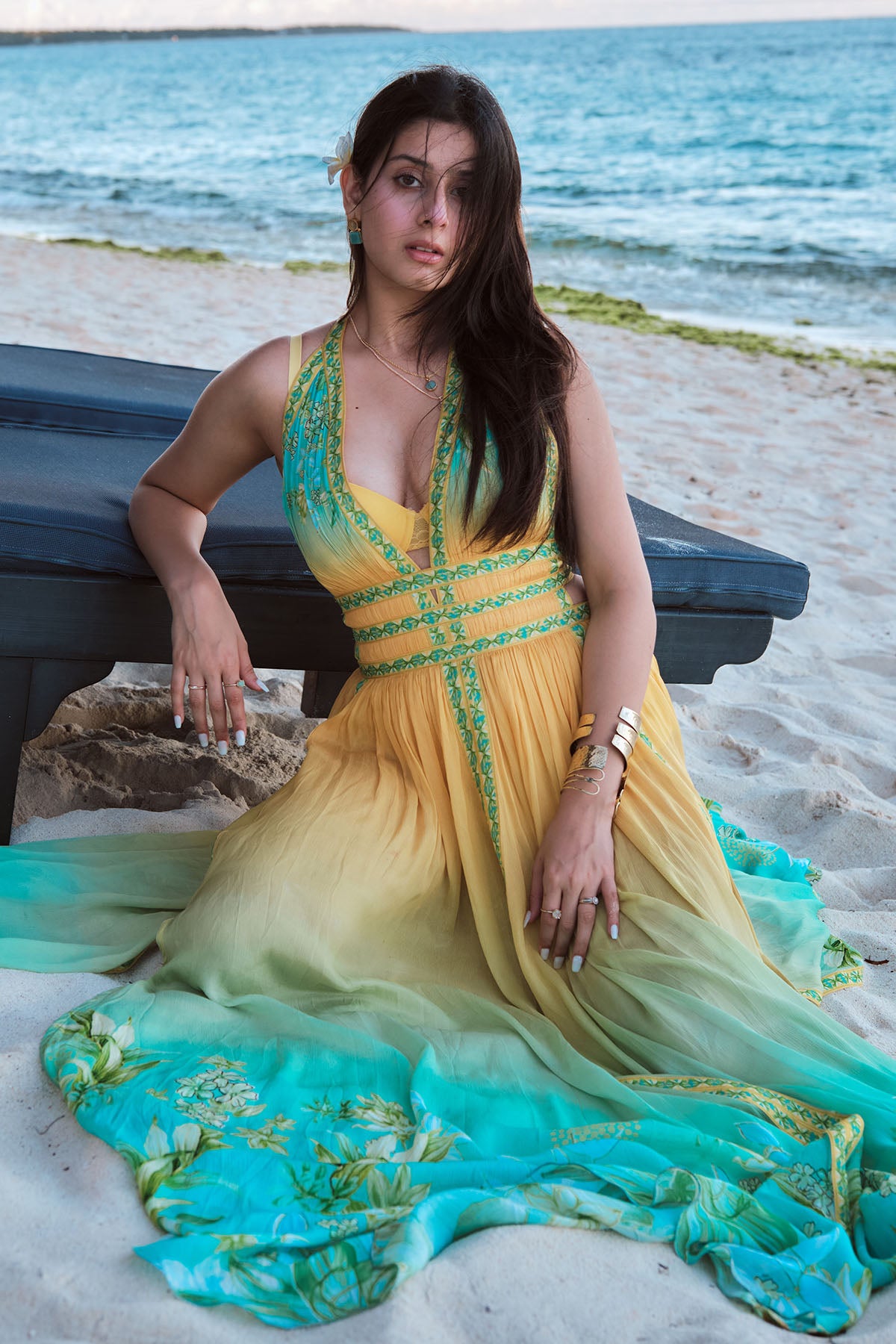 Ombre Halter Neck Maxi Dress