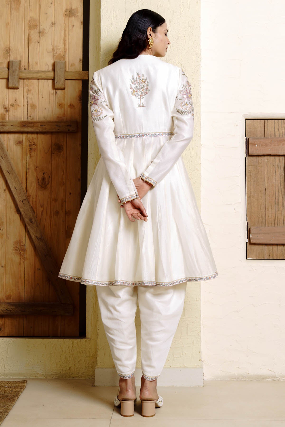 Ivory Angrakha Anarkali Set