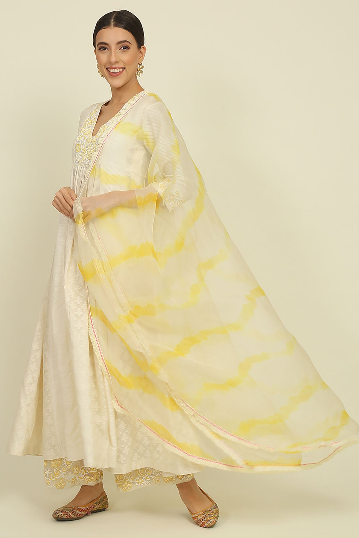 Ivory Bead Embroidered Kurta Set