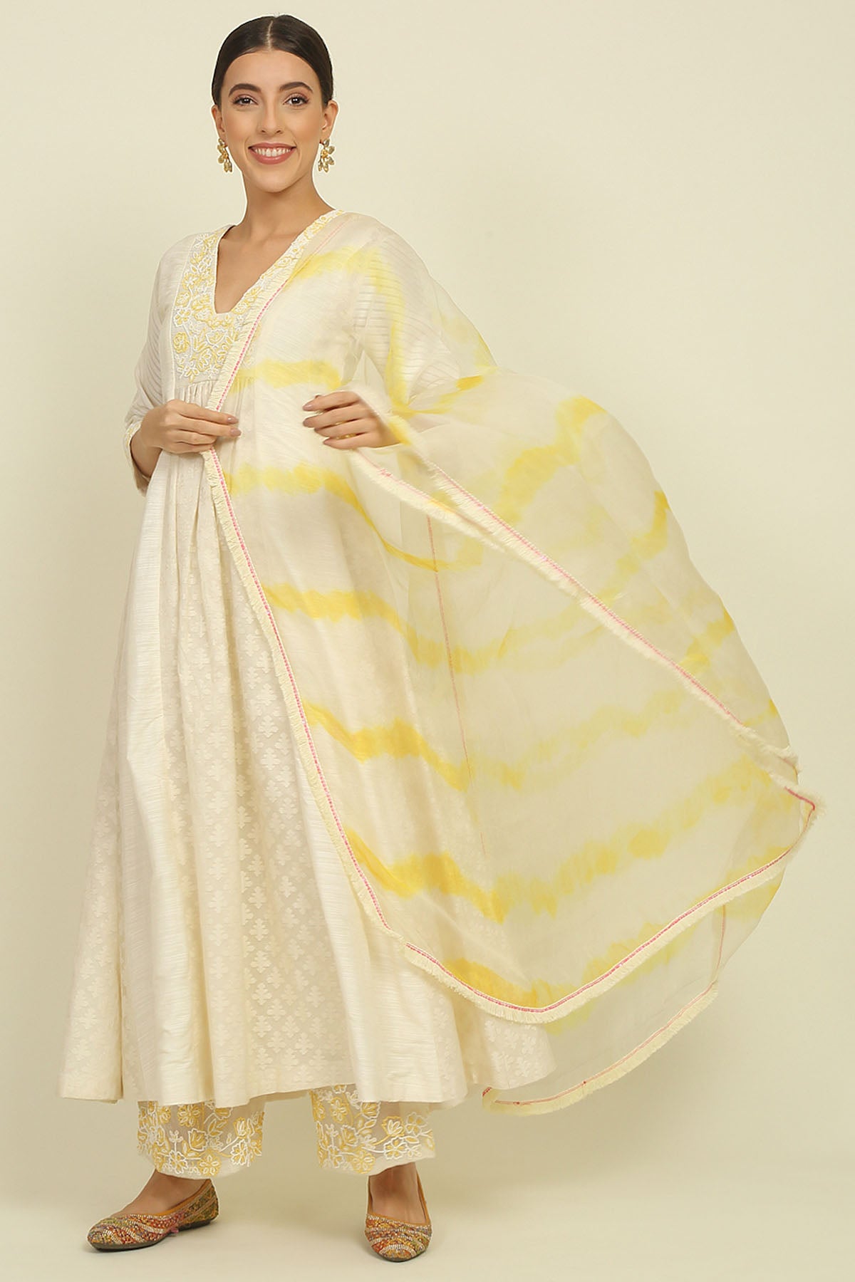 Ivory Bead Embroidered Kurta Set