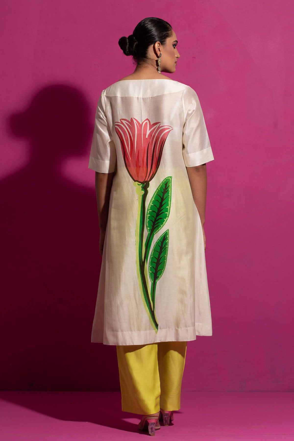 Ivory Chanderi Floral Kurta