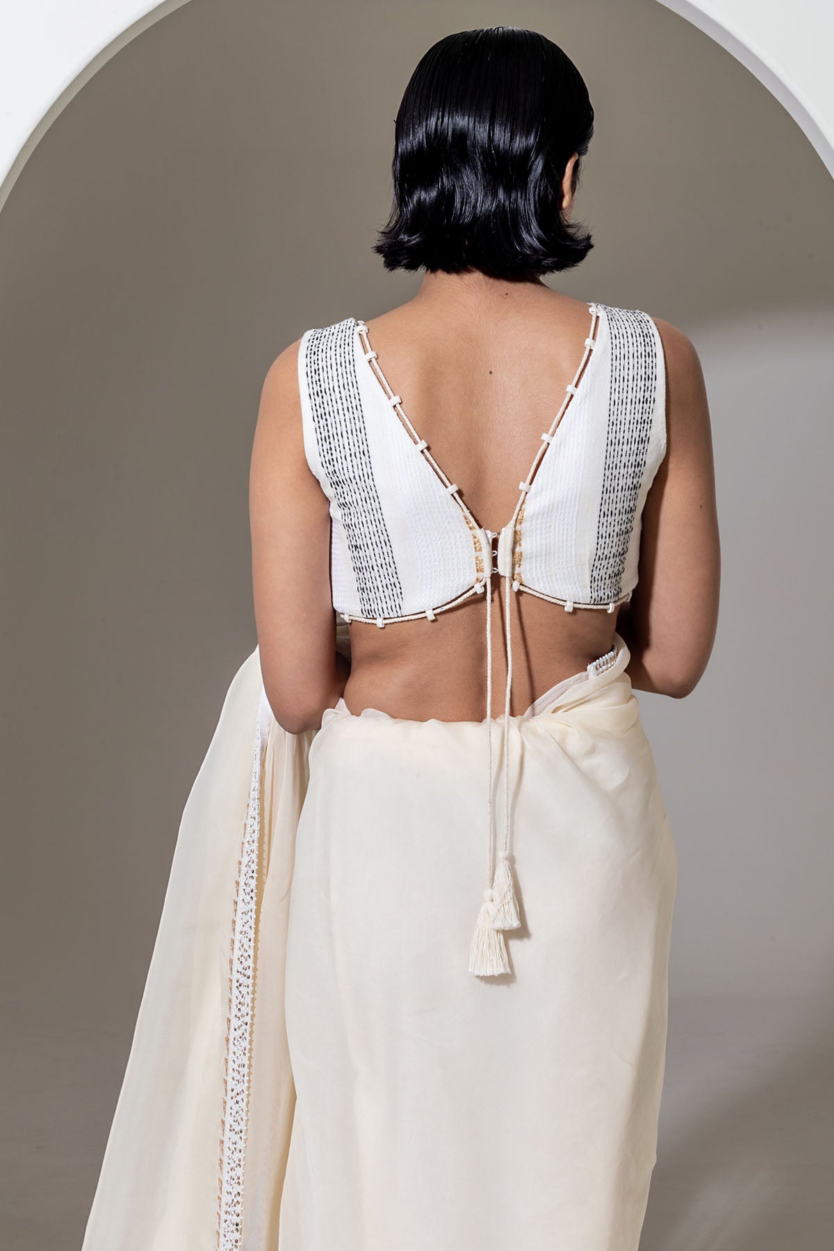 Ivory Cotton Embroidered Blouse