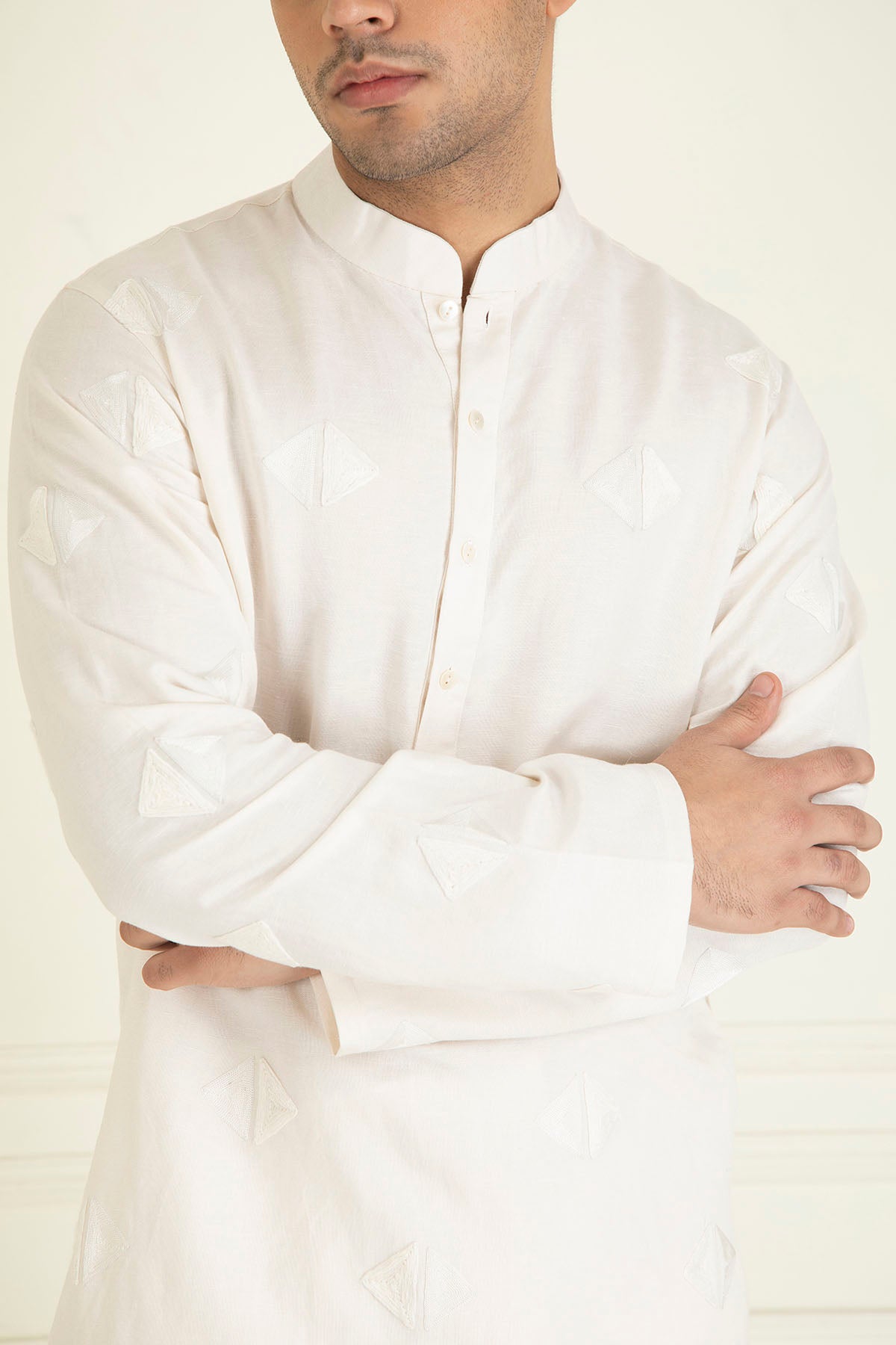 Ivory Cotton Linen Kurta Set