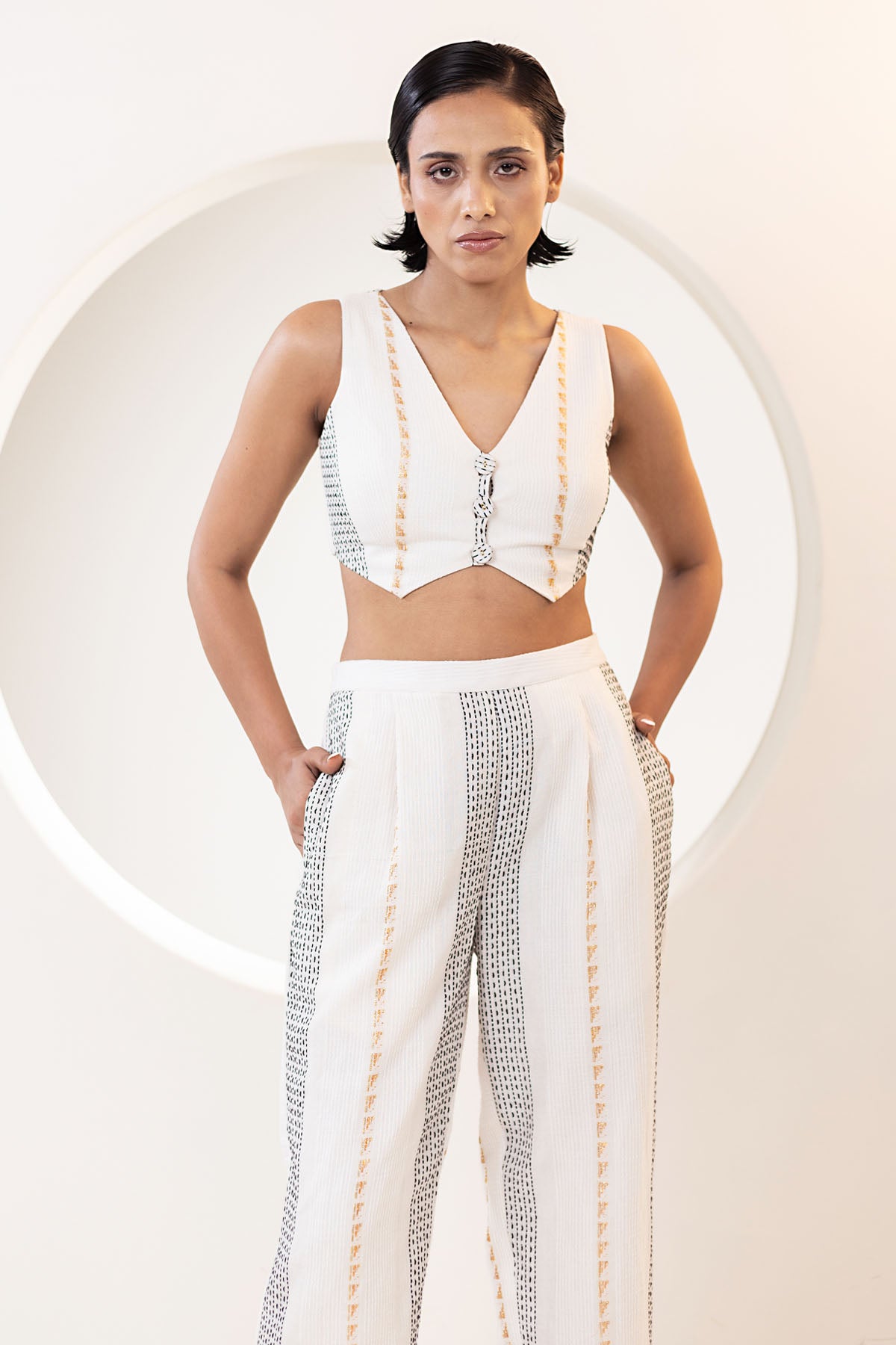 Ivory Cotton Waist Coat & Pants