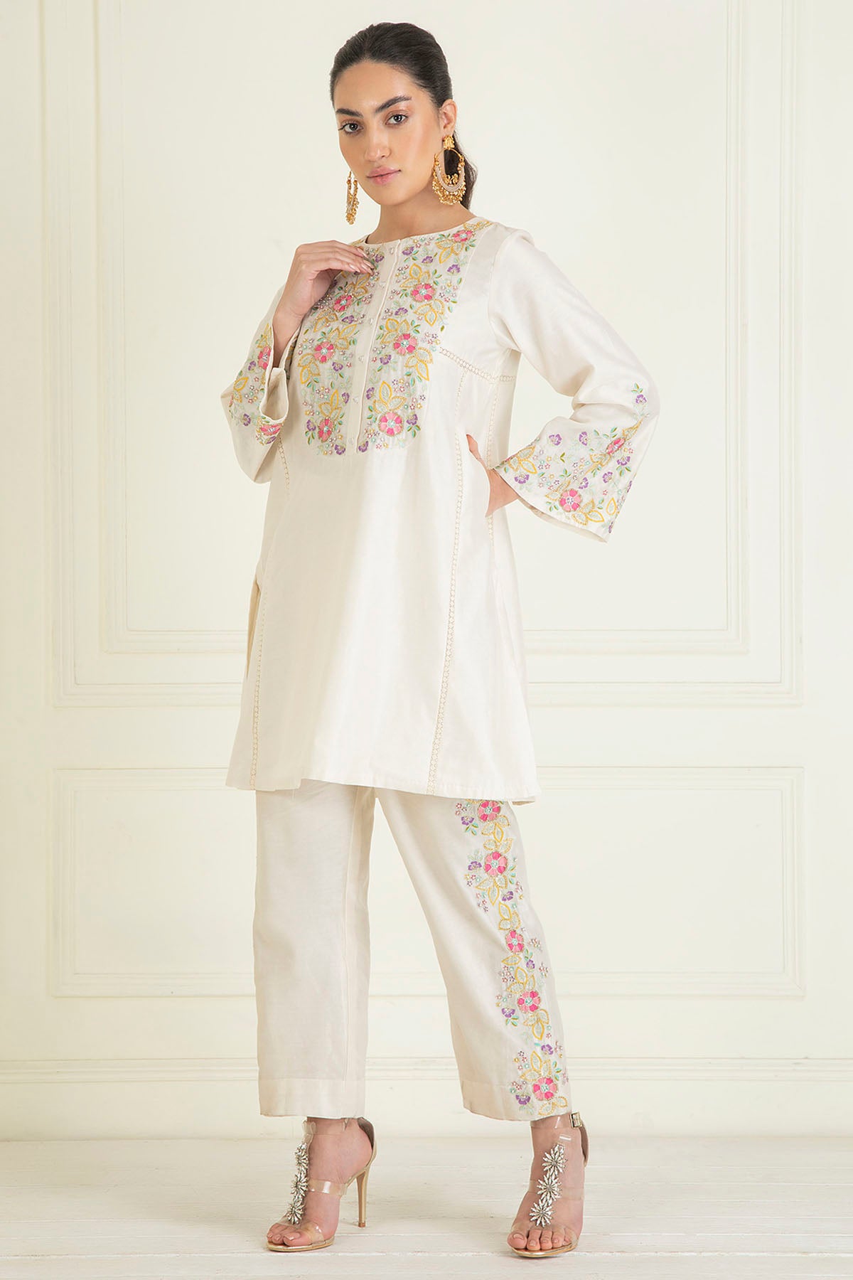 Ivory Embellished Kurta Set