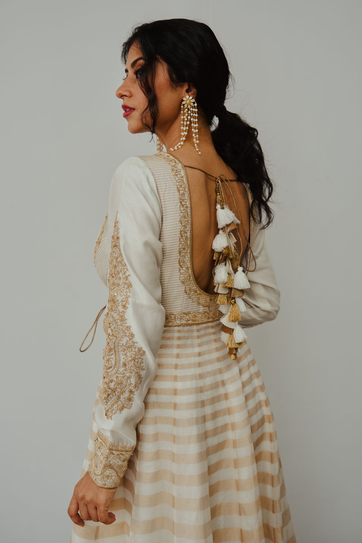 Ivory Embroidered Anarkali Set