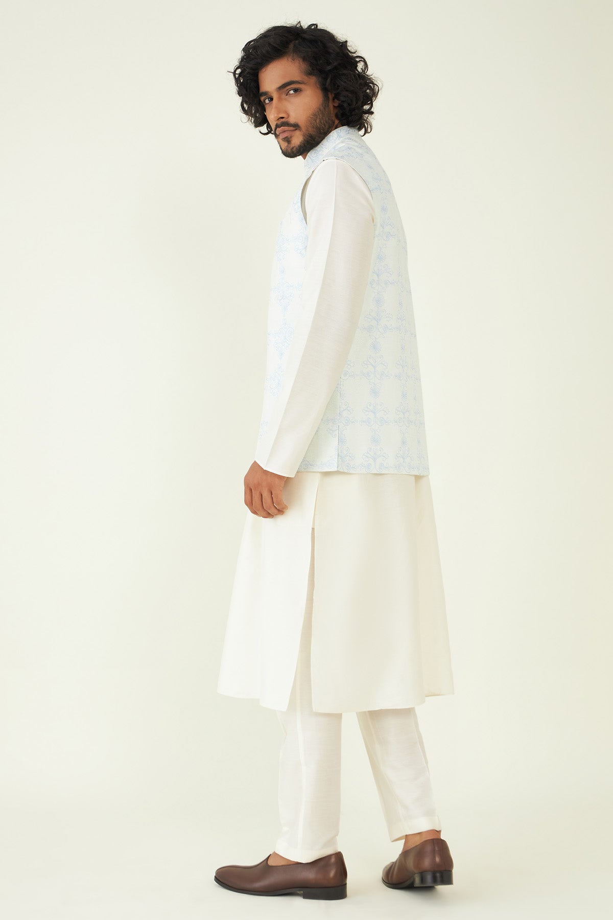 Ivory Embroidered Bundi Set