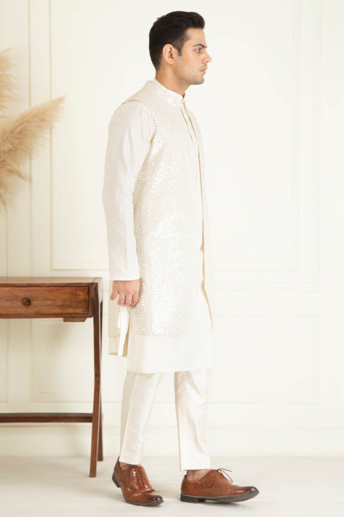 Ivory Embroidered Jacket Set