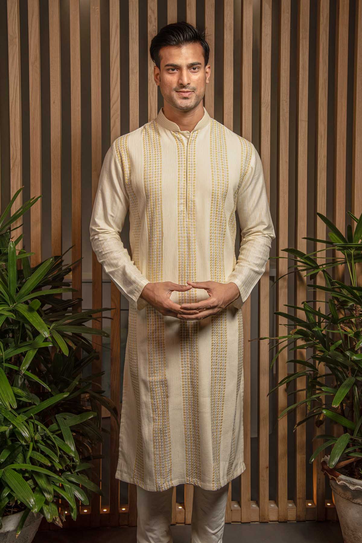 Ivory Cotton Silk Kurta Set