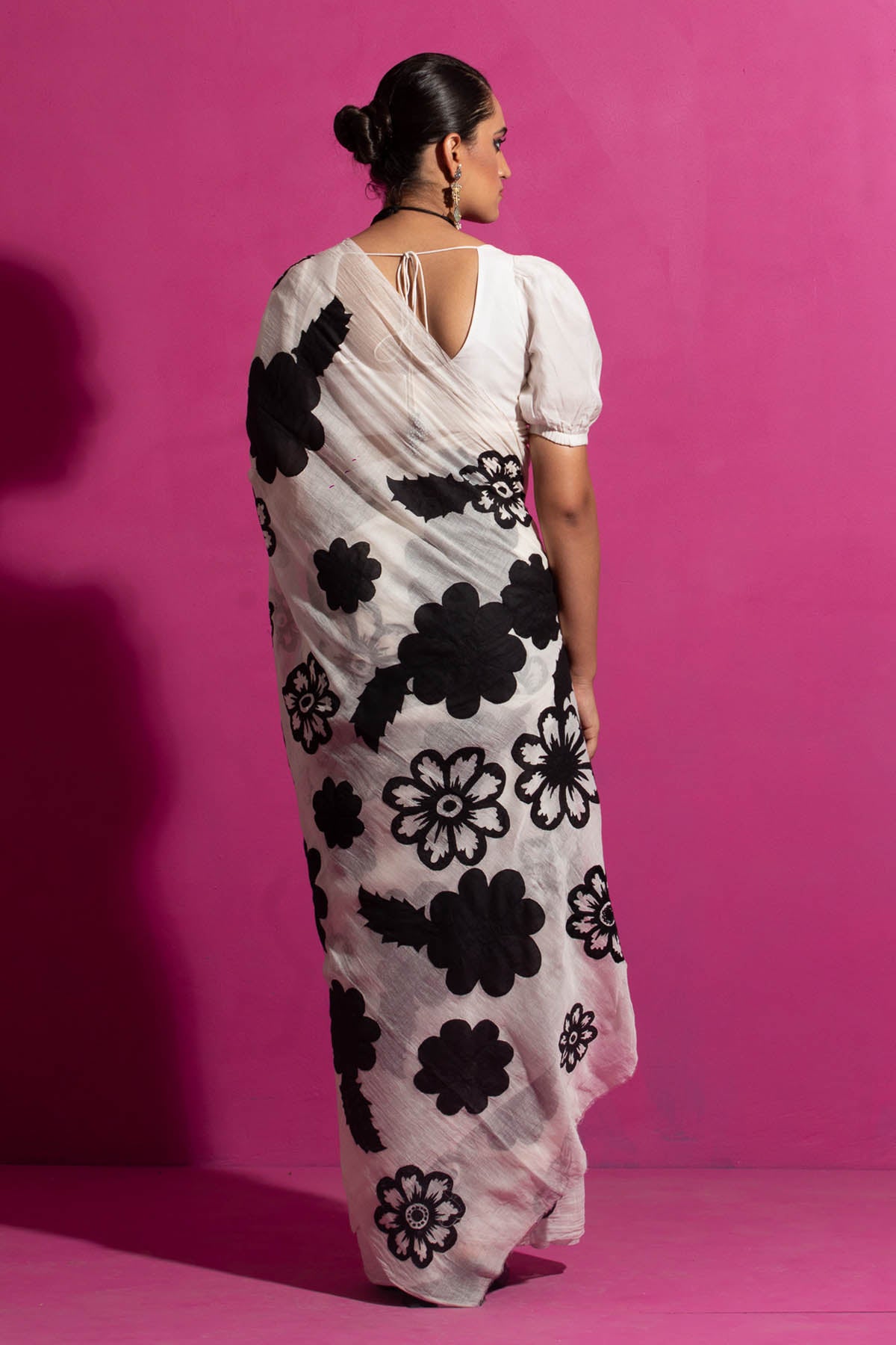 Ivory Floral Patchwork Saree Set