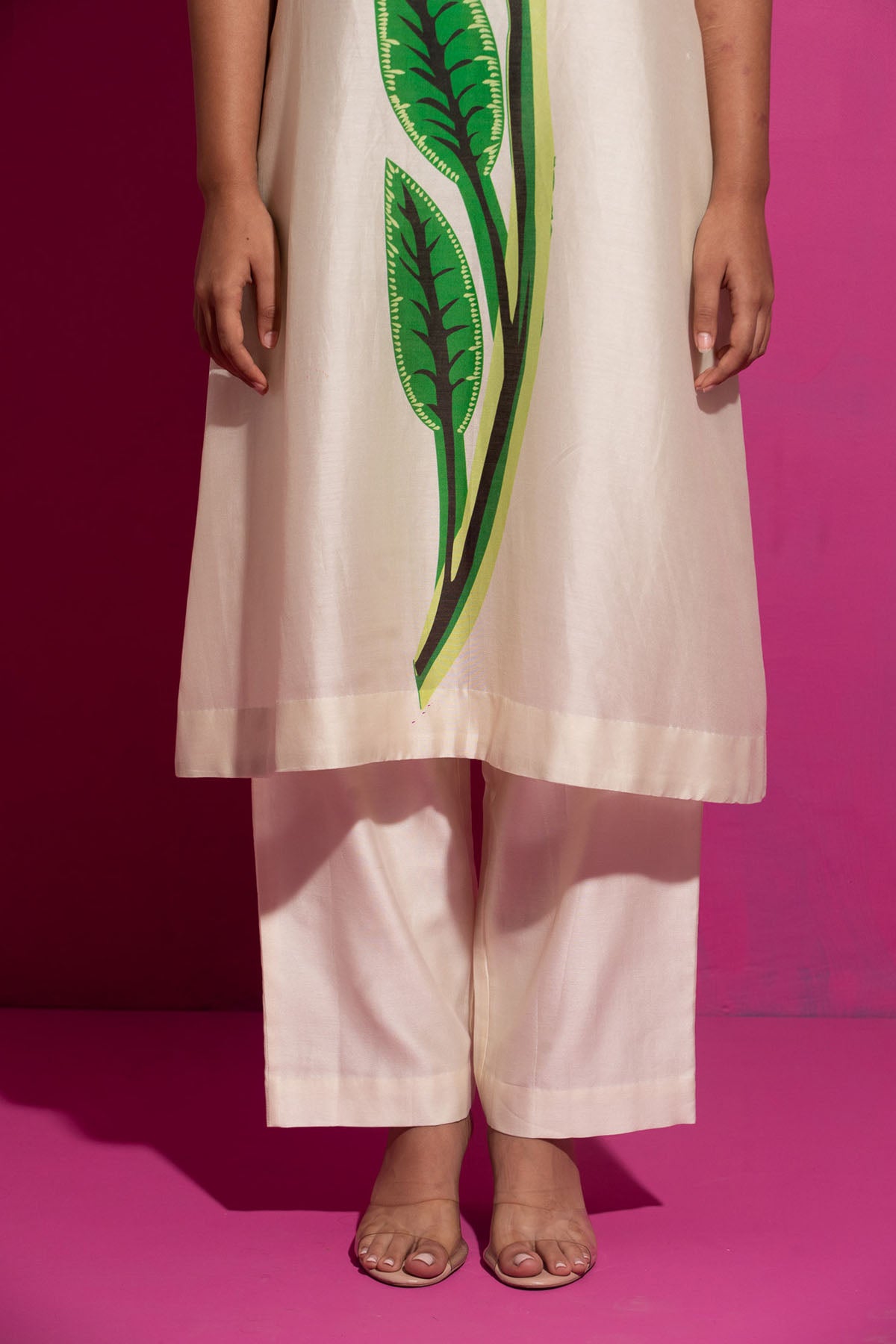 Ivory Flower Print Kurta Set