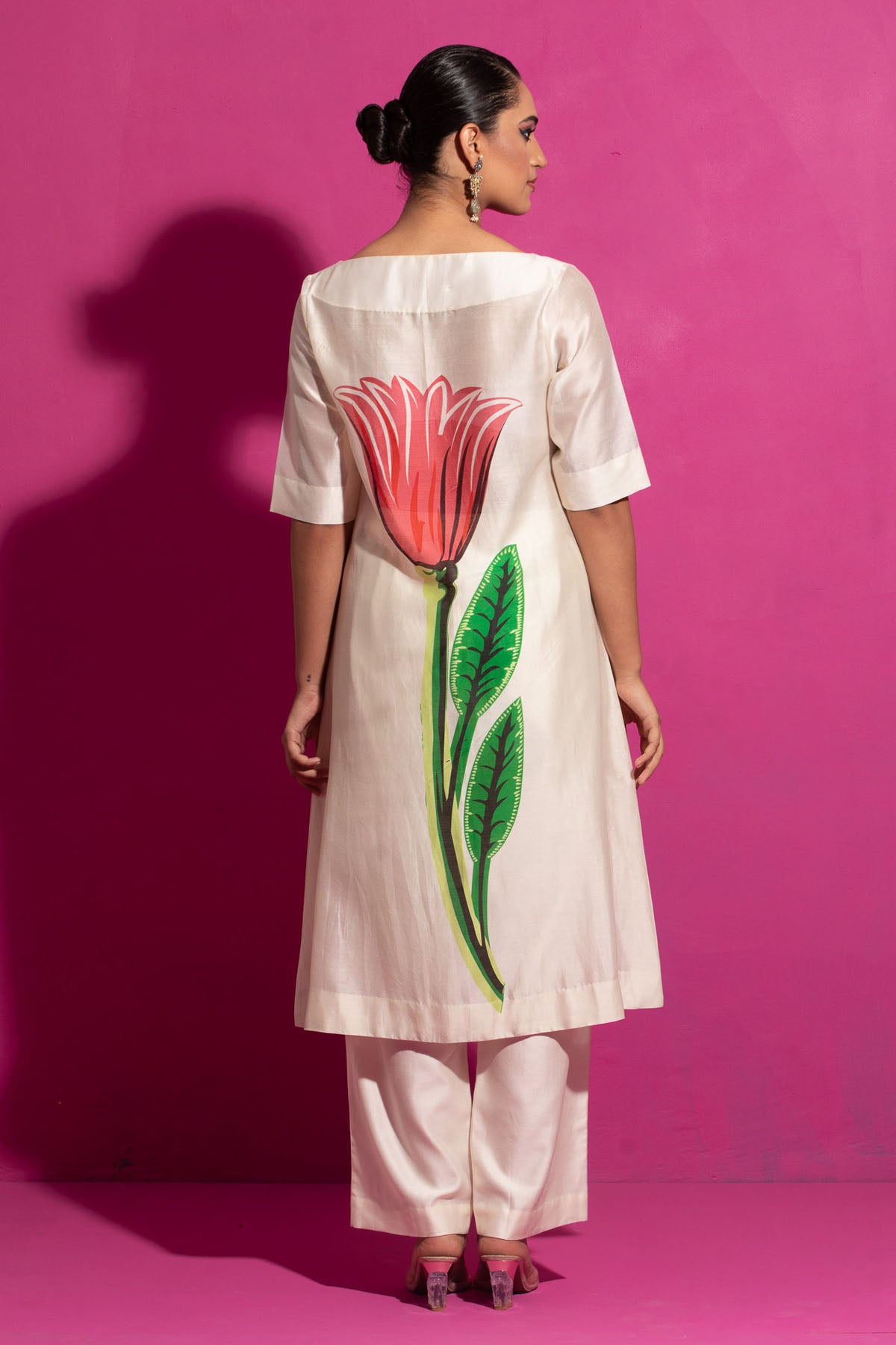 Ivory Flower Print Kurta Set