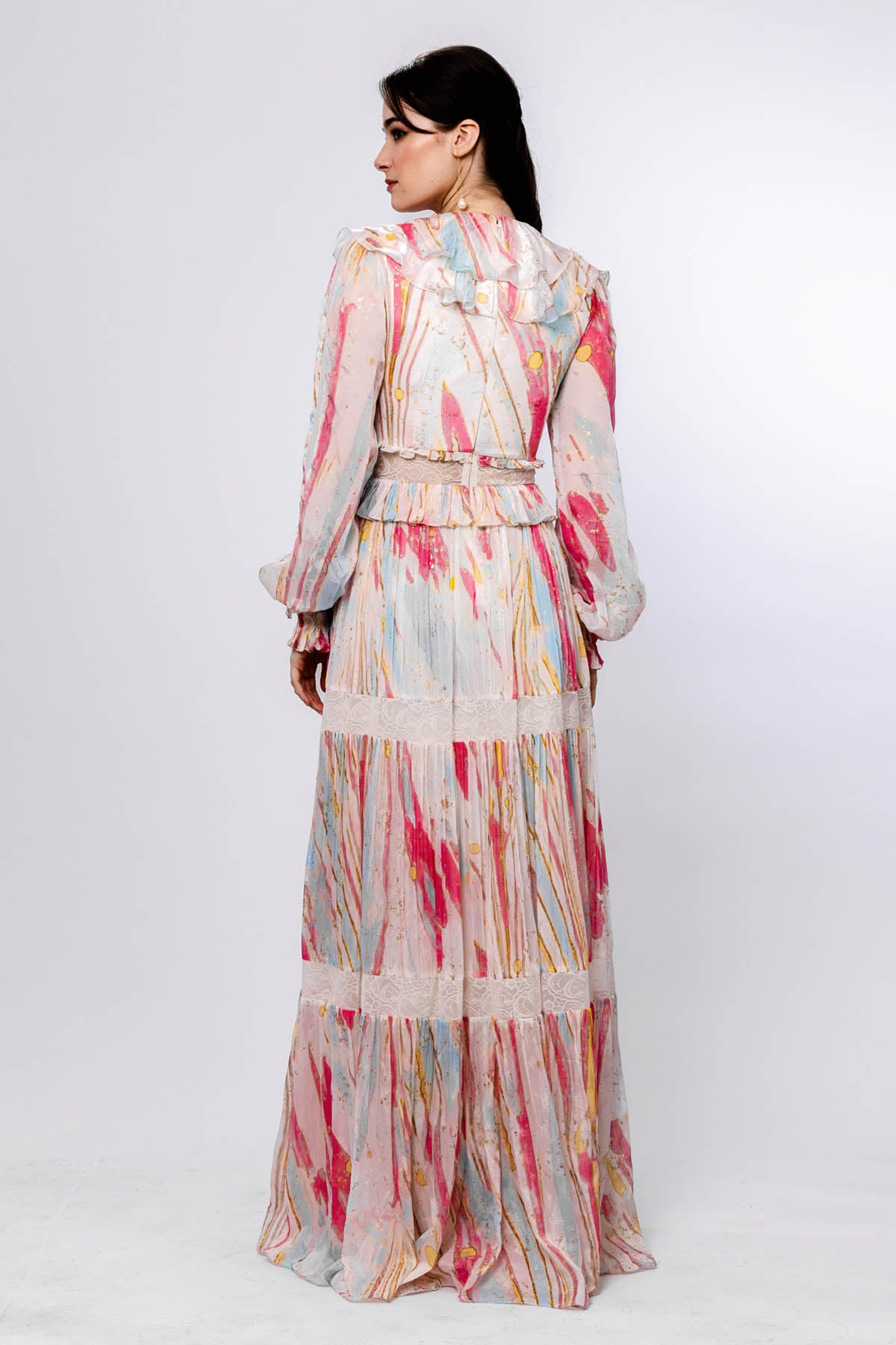 Ivory Foil Printed Dress