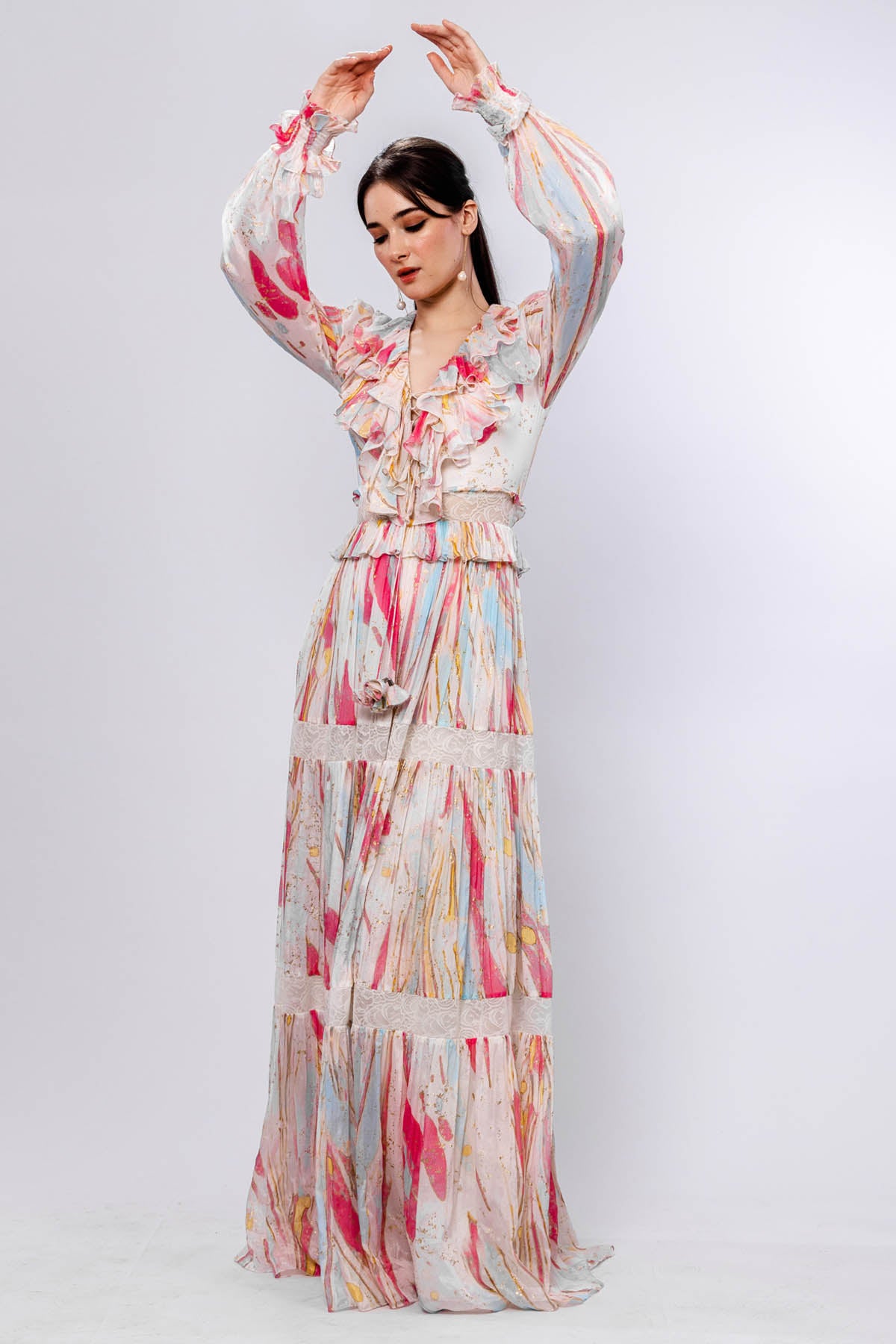 Ivory Foil Printed Dress