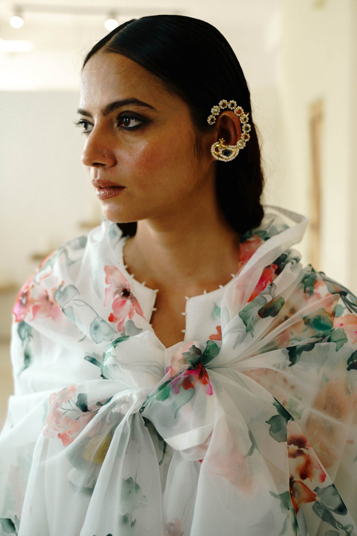 White Hand Painted Kurta Set