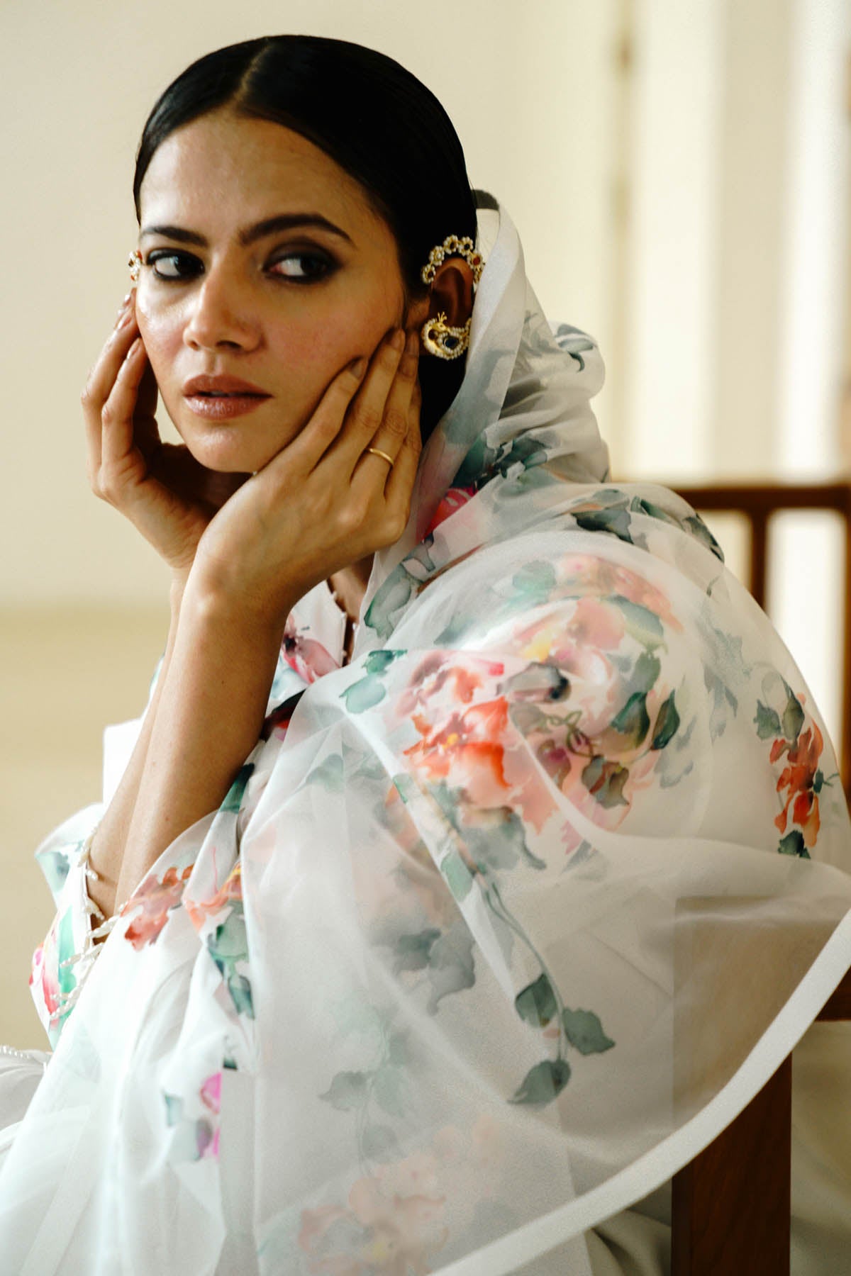 White Hand Painted Kurta Set