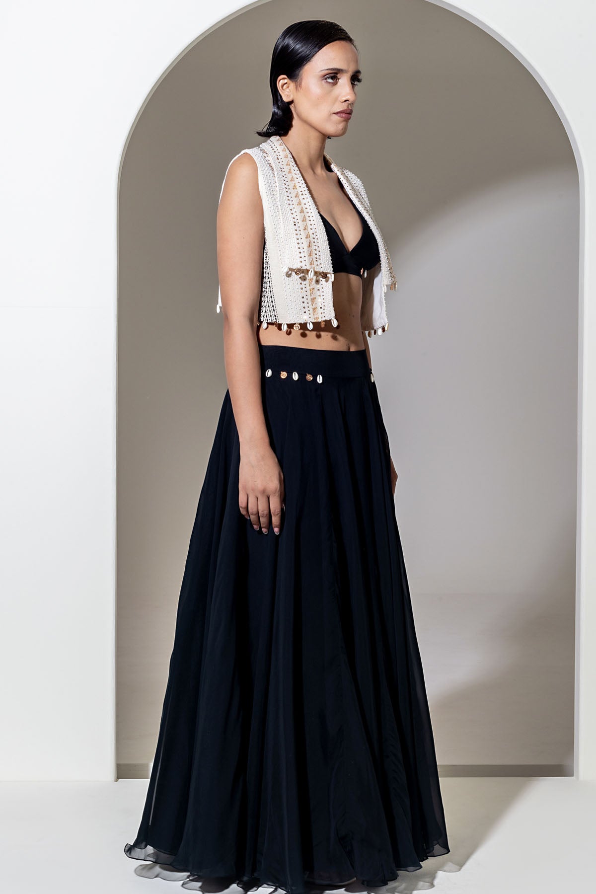 Ivory Lapel Collar Cotton Jacket