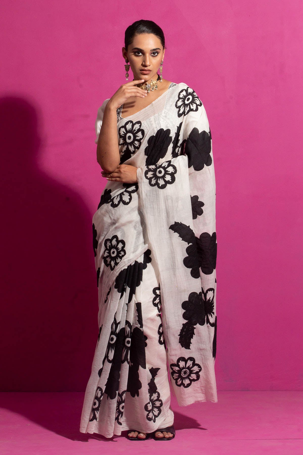 Ivory Mulmul Embroidered Blouse