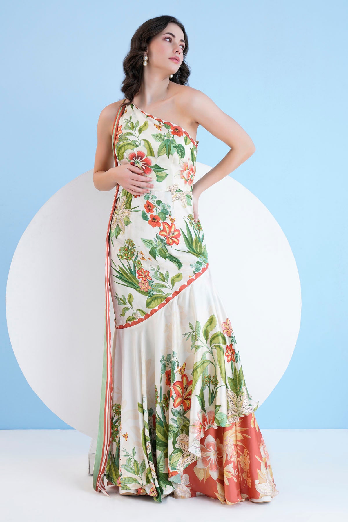 Ivory One Shoulder Tiered Dress