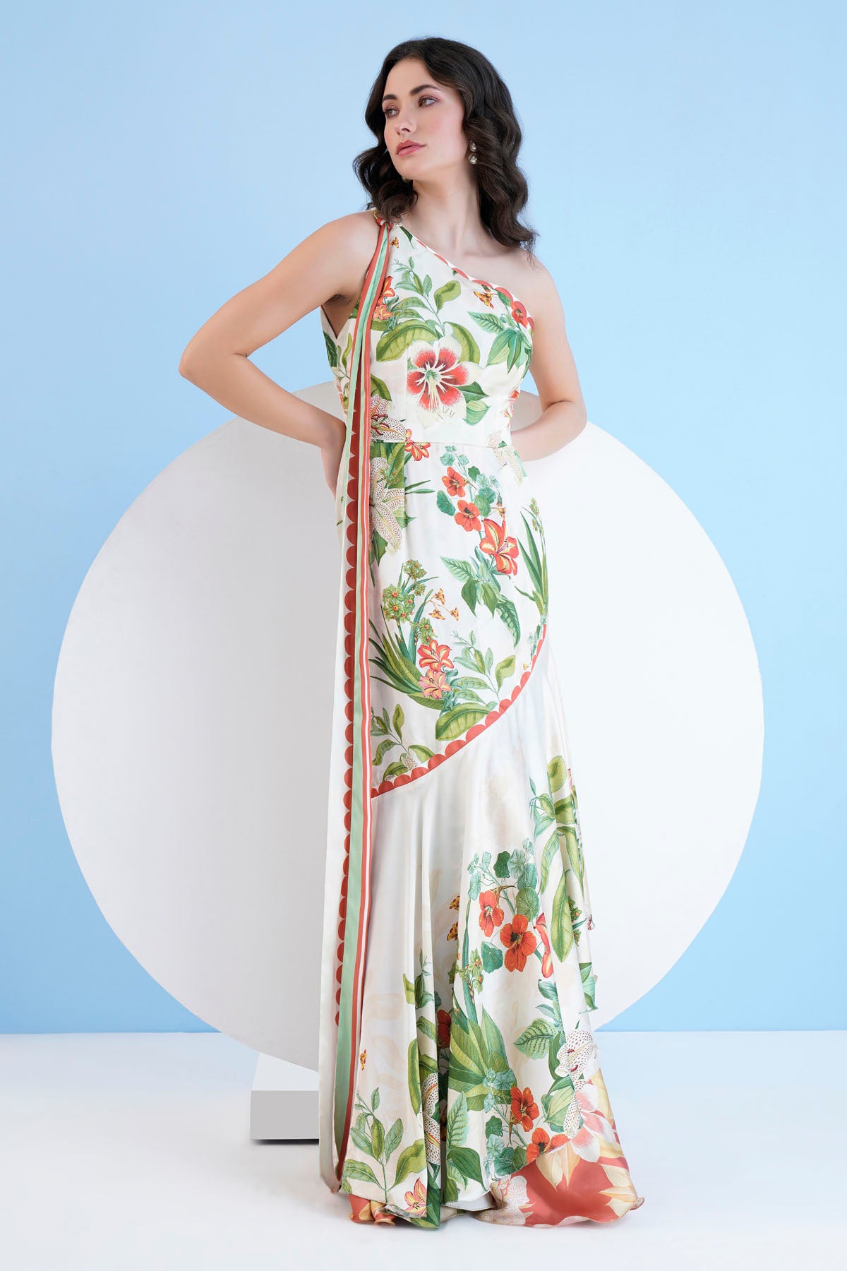 Ivory One Shoulder Tiered Dress