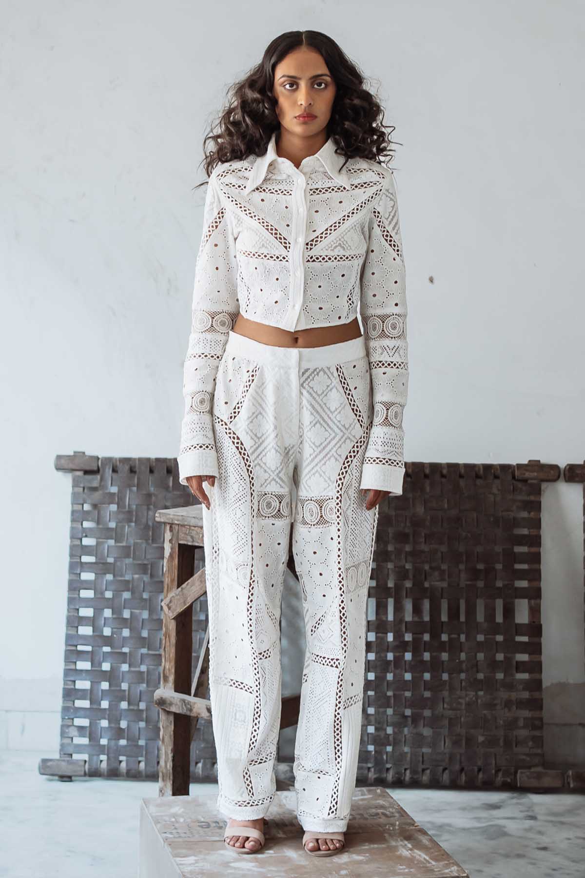 Ivory Schiffli Co-ord Set