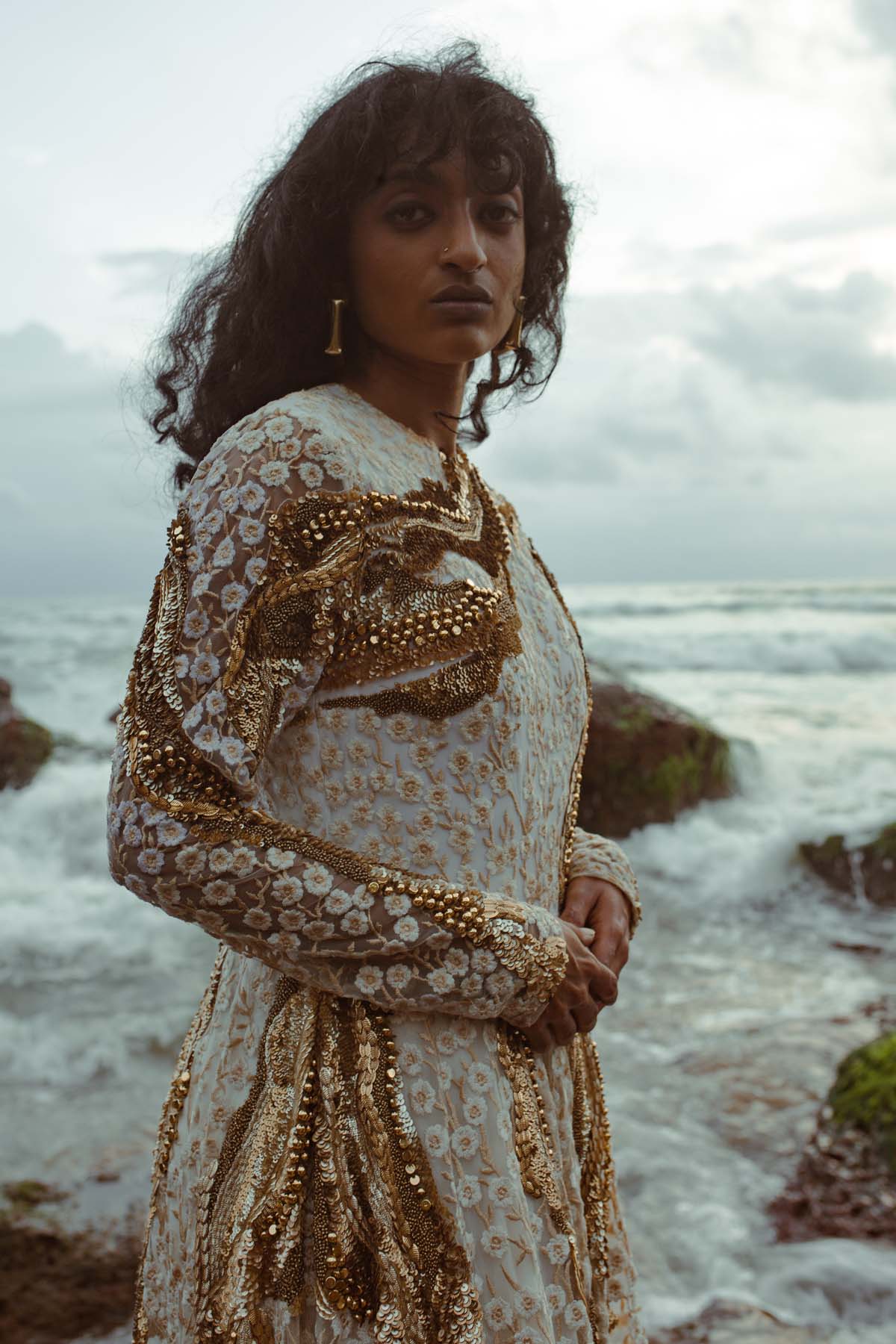 Ivory Tulle Embroidered Gown