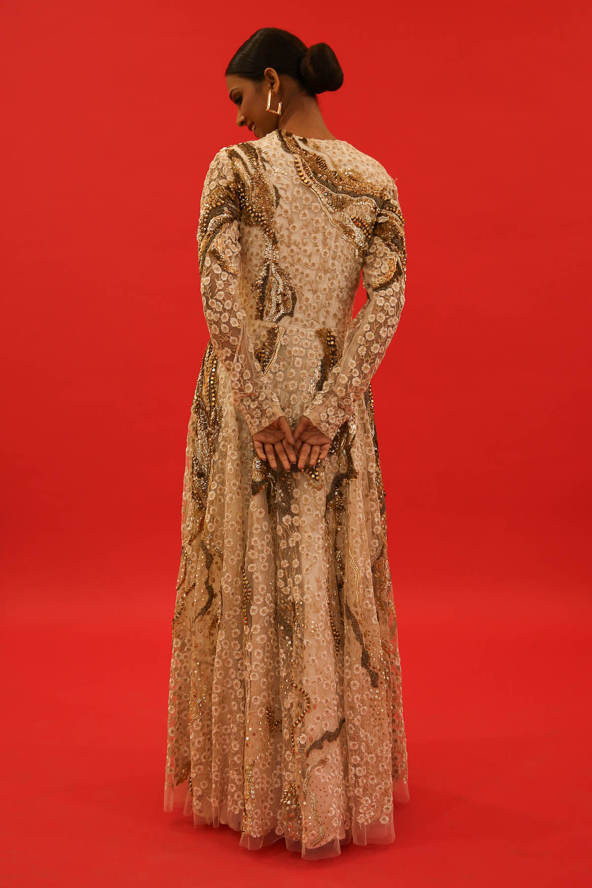 Ivory Tulle Embroidered Gown