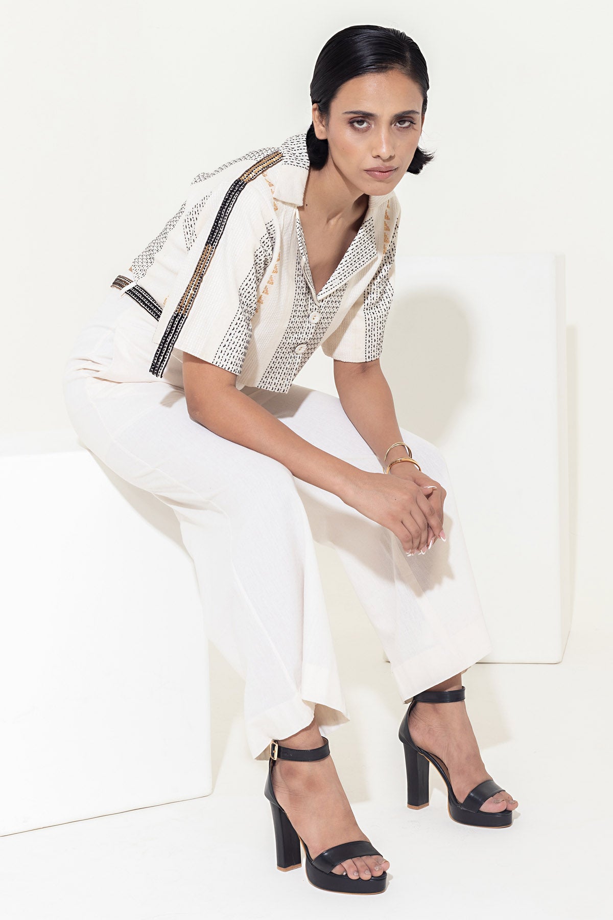 Ivory Wide Leg Pants & Belt