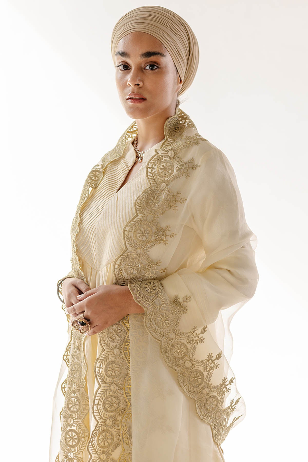Ivory Zari Raw Silk Kurta Set