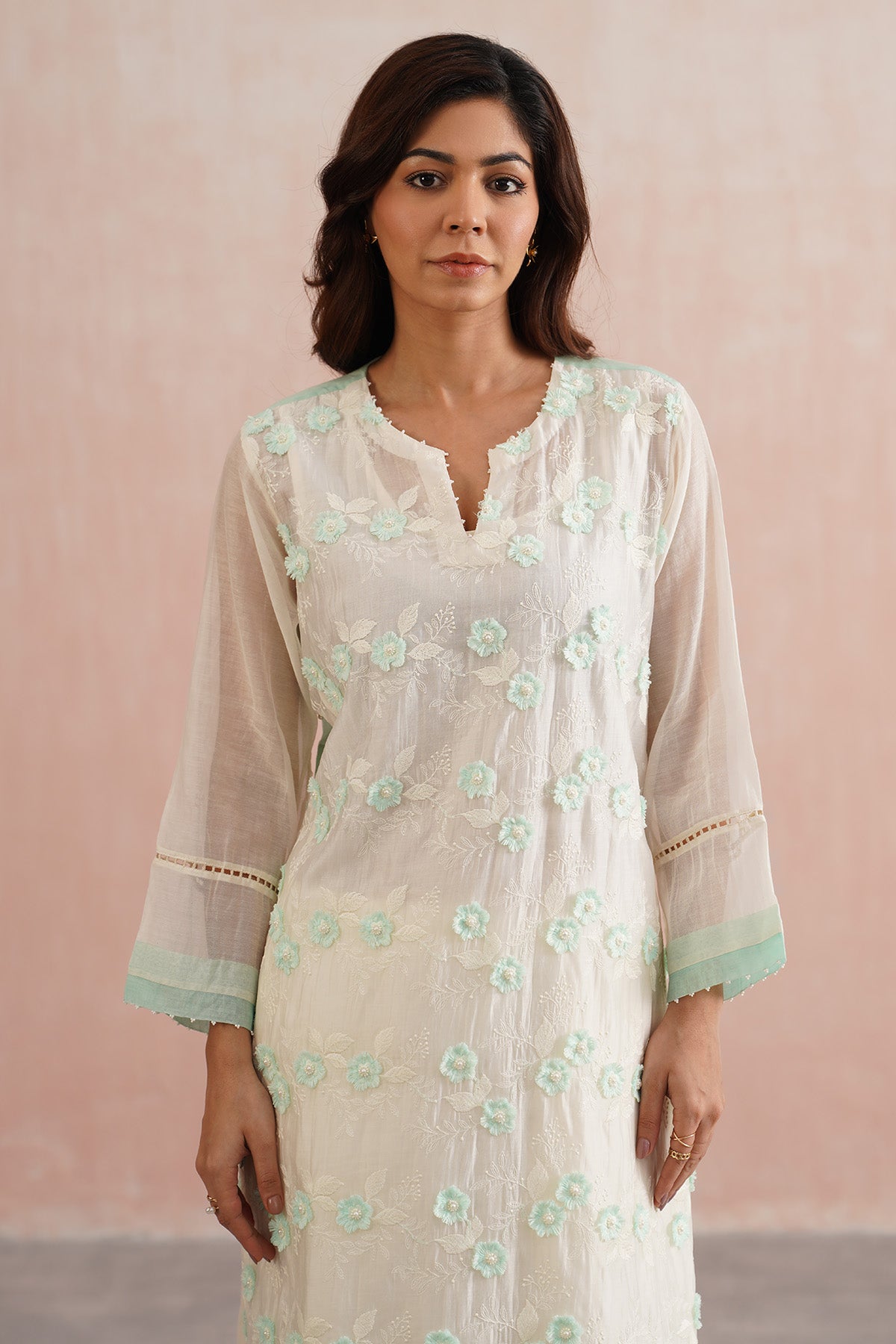 Ivory 3D Floral Work Co-ord Set