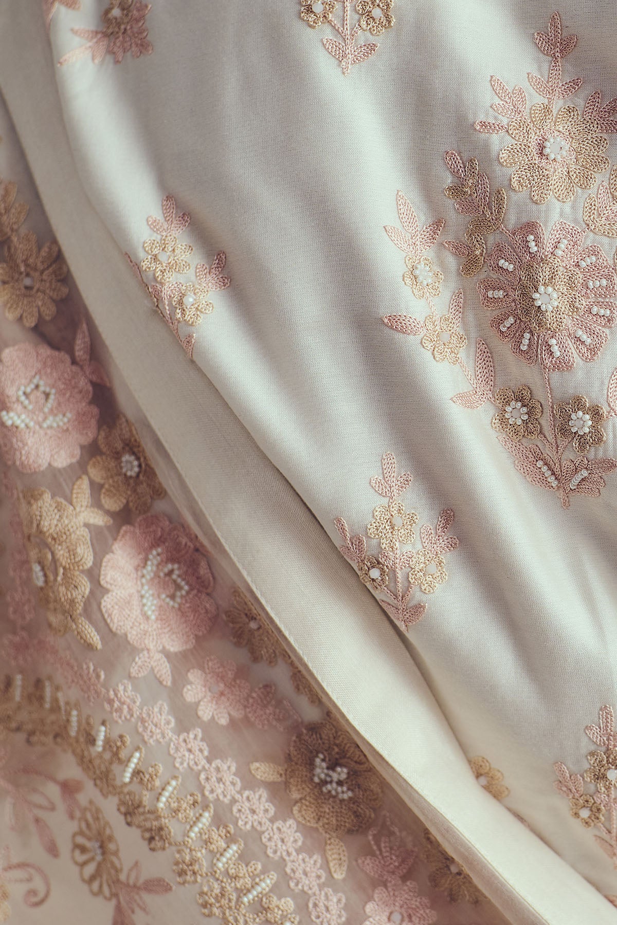 Ivory Aari Embroidered Saree