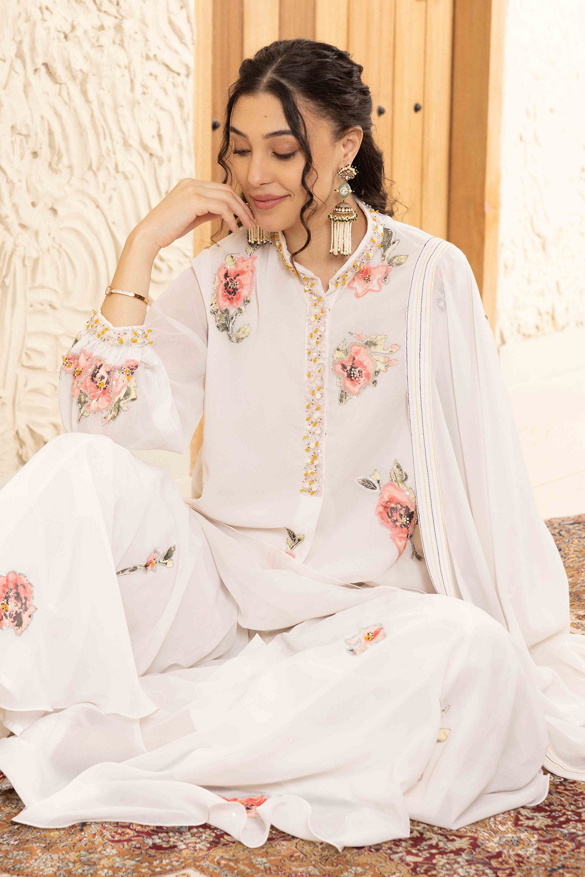 Ivory Applique Work Co-ord Set