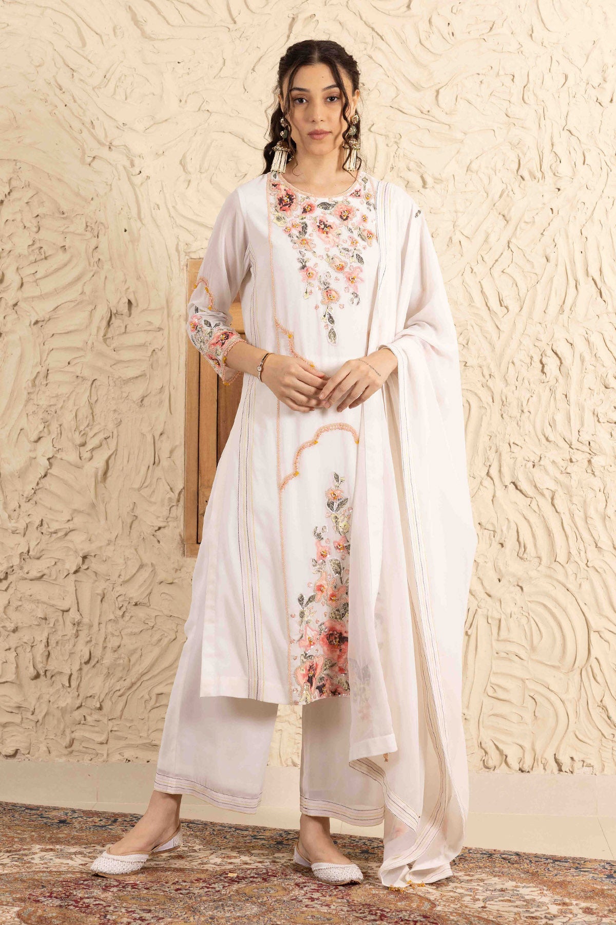 Buy Ivory Applique Work Palazzo Set by Ajiesh Oberoi for women online at ScrollnShops