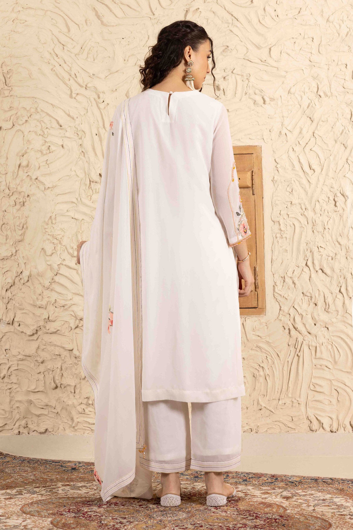 Ivory Applique Work Palazzo Set