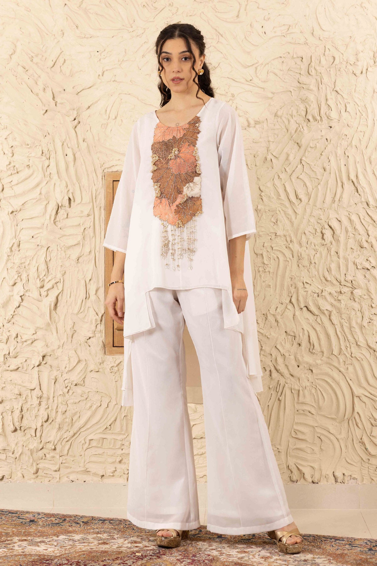 Ivory Applique Work Top & Pants