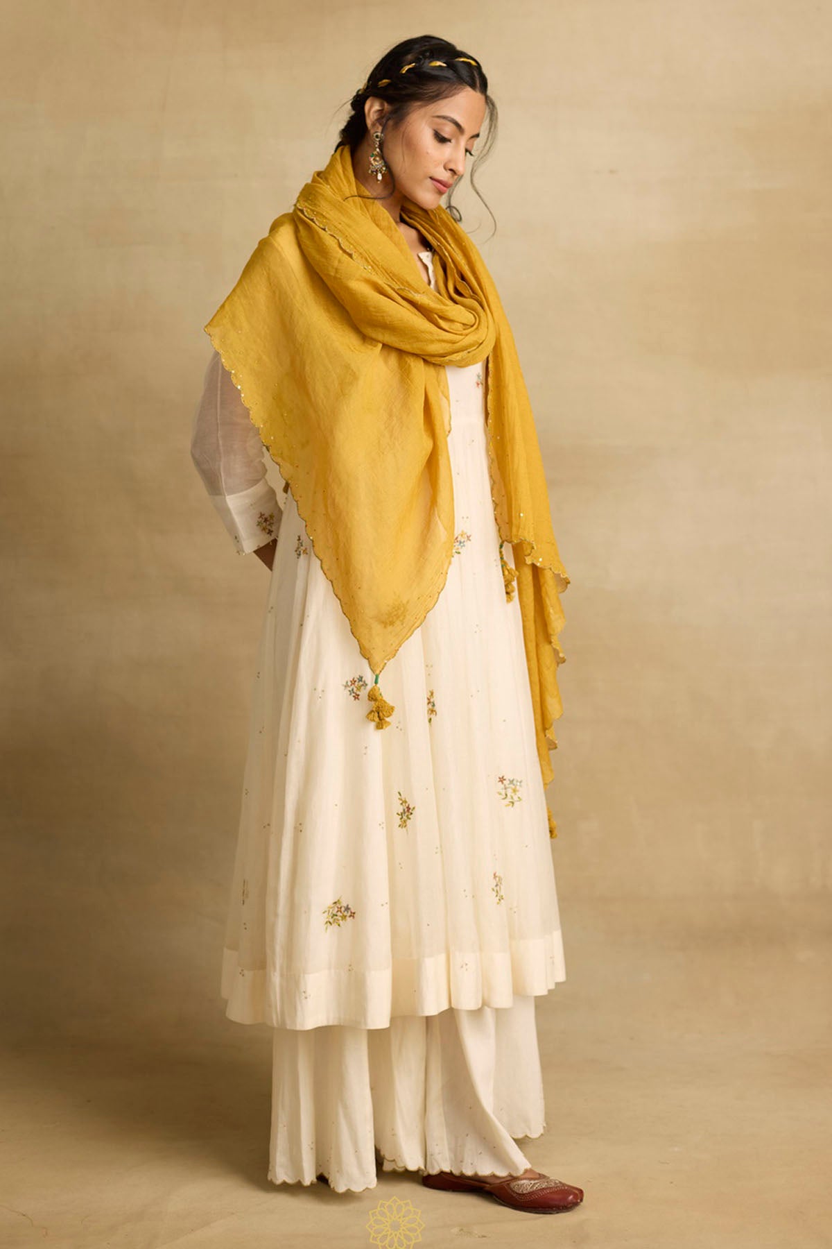 Ivory Ari Zardozi Anarkali Set