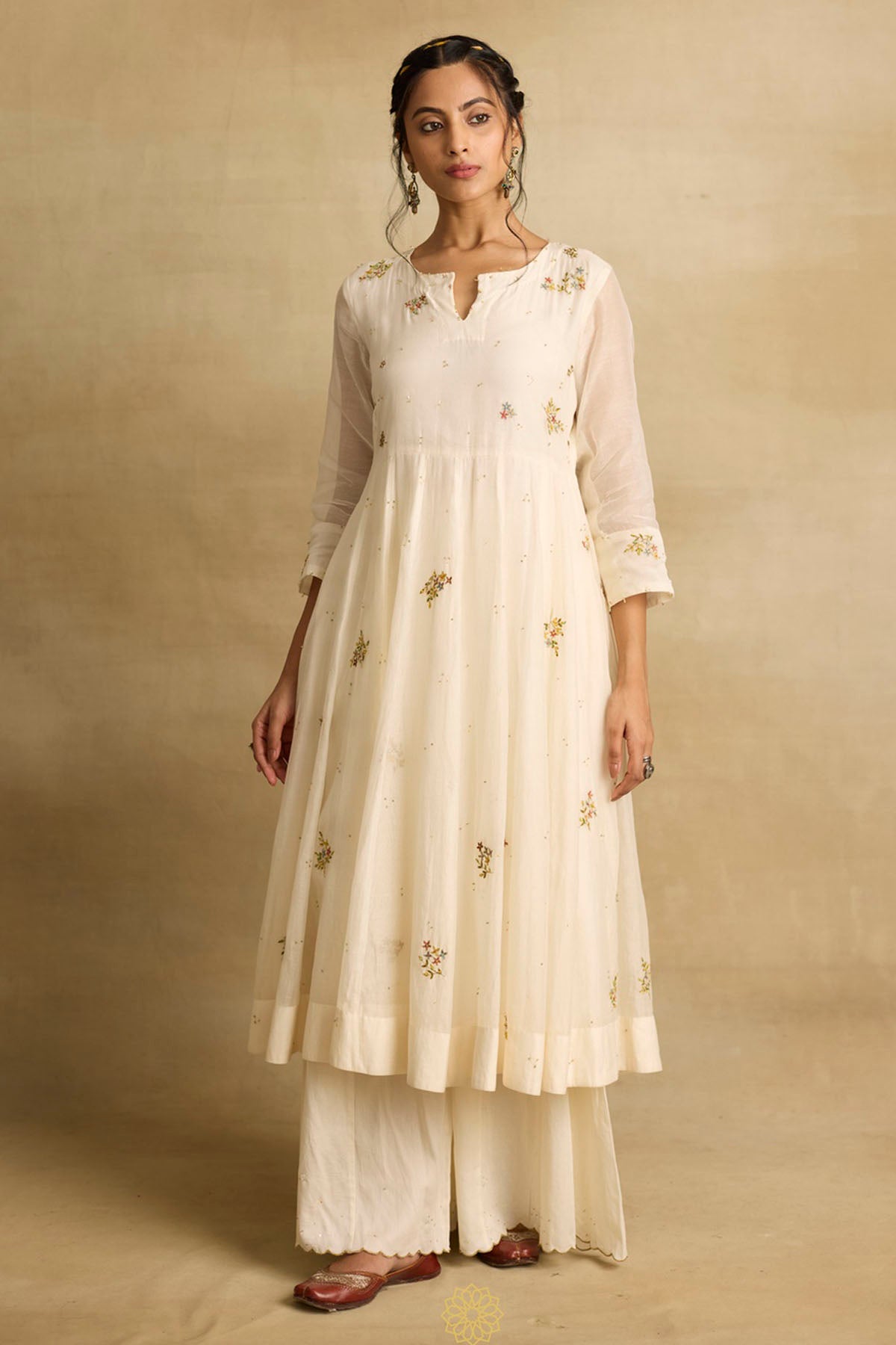 Ivory Ari Zardozi Anarkali Set