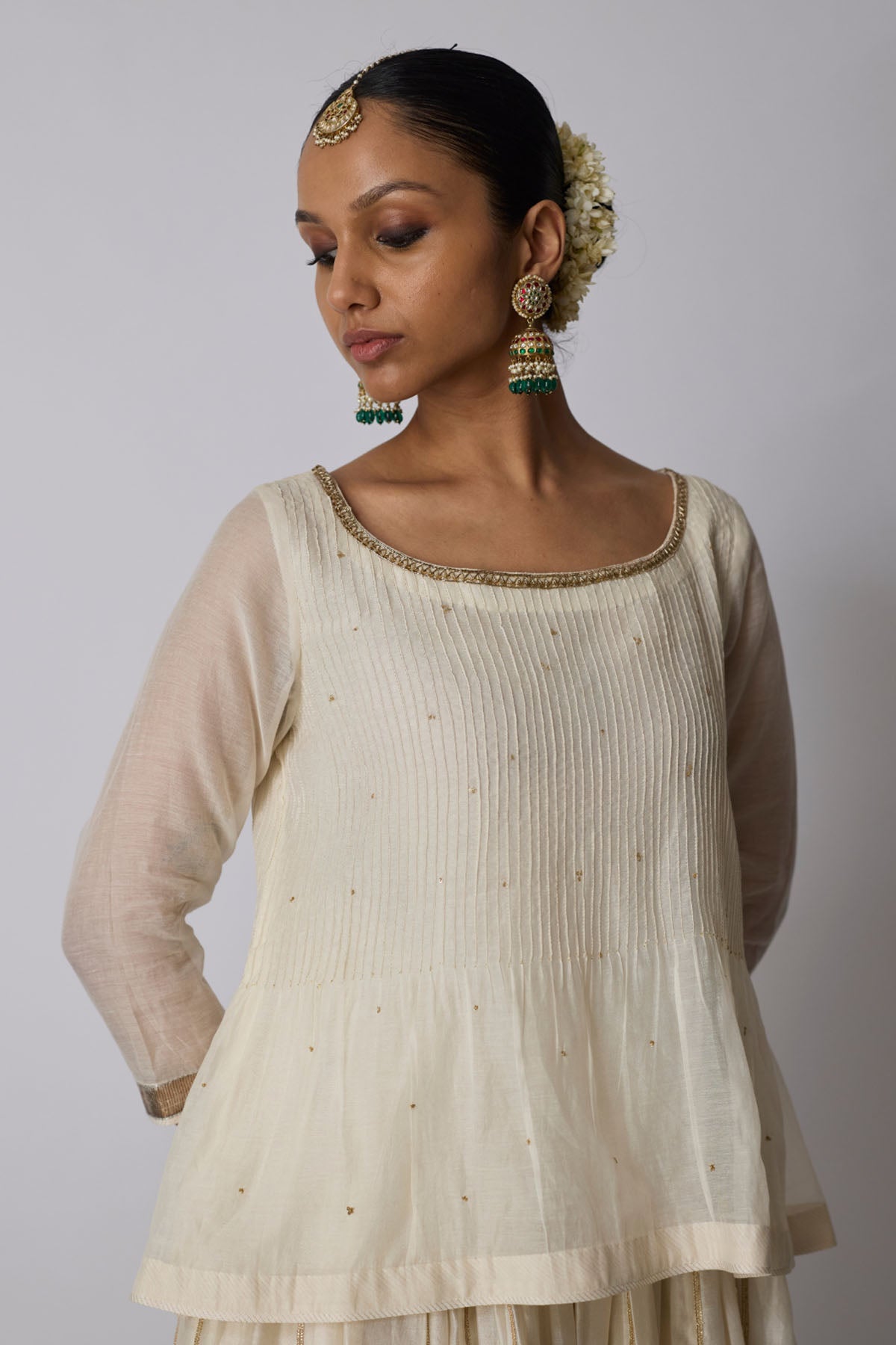 Ivory Ari & Zardozi Lehenga Set