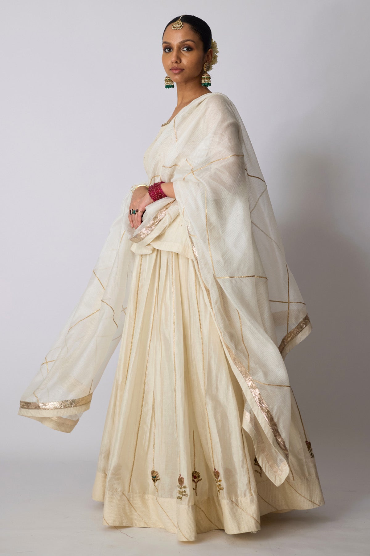 Ivory Ari & Zardozi Lehenga Set