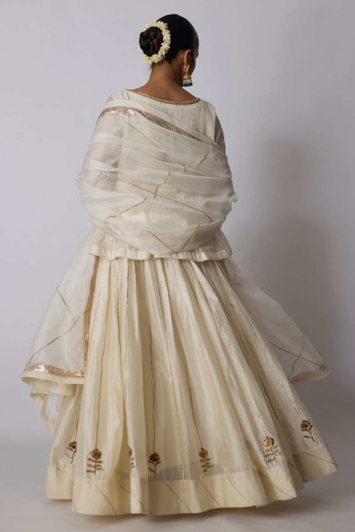 Ivory Ari & Zardozi Lehenga Set