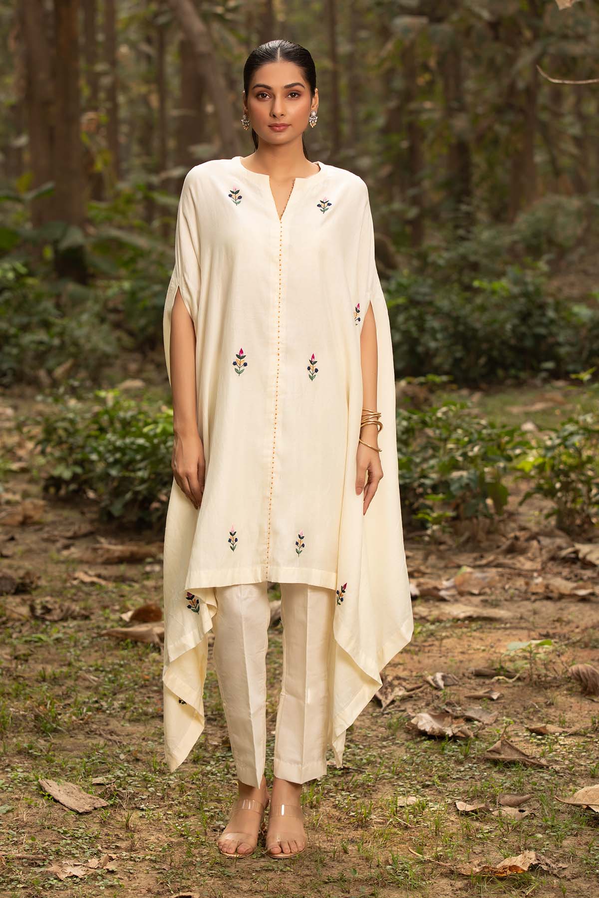 Ivory Asymmetrical Kaftan Set