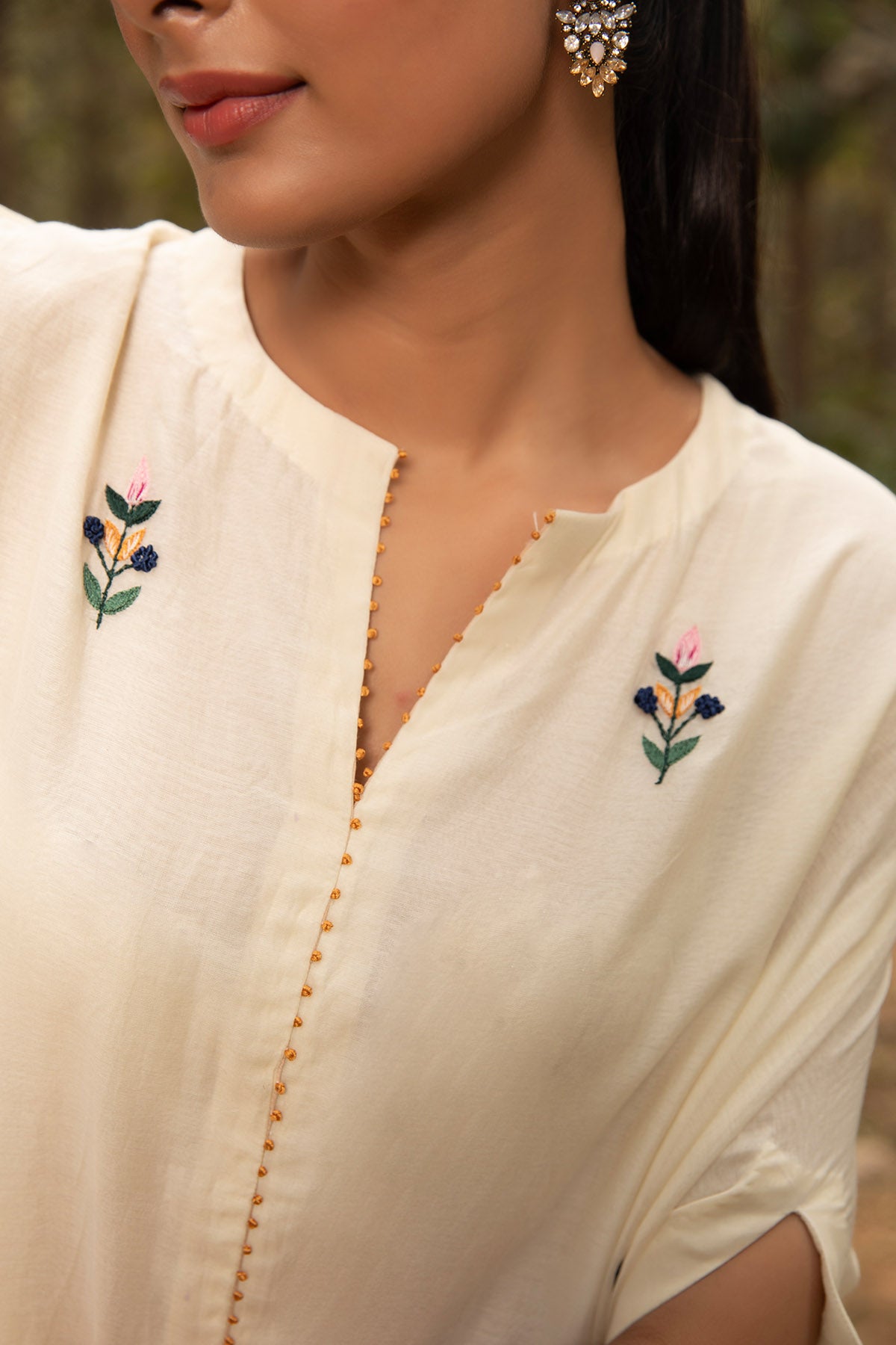 Ivory Asymmetrical Kaftan Set