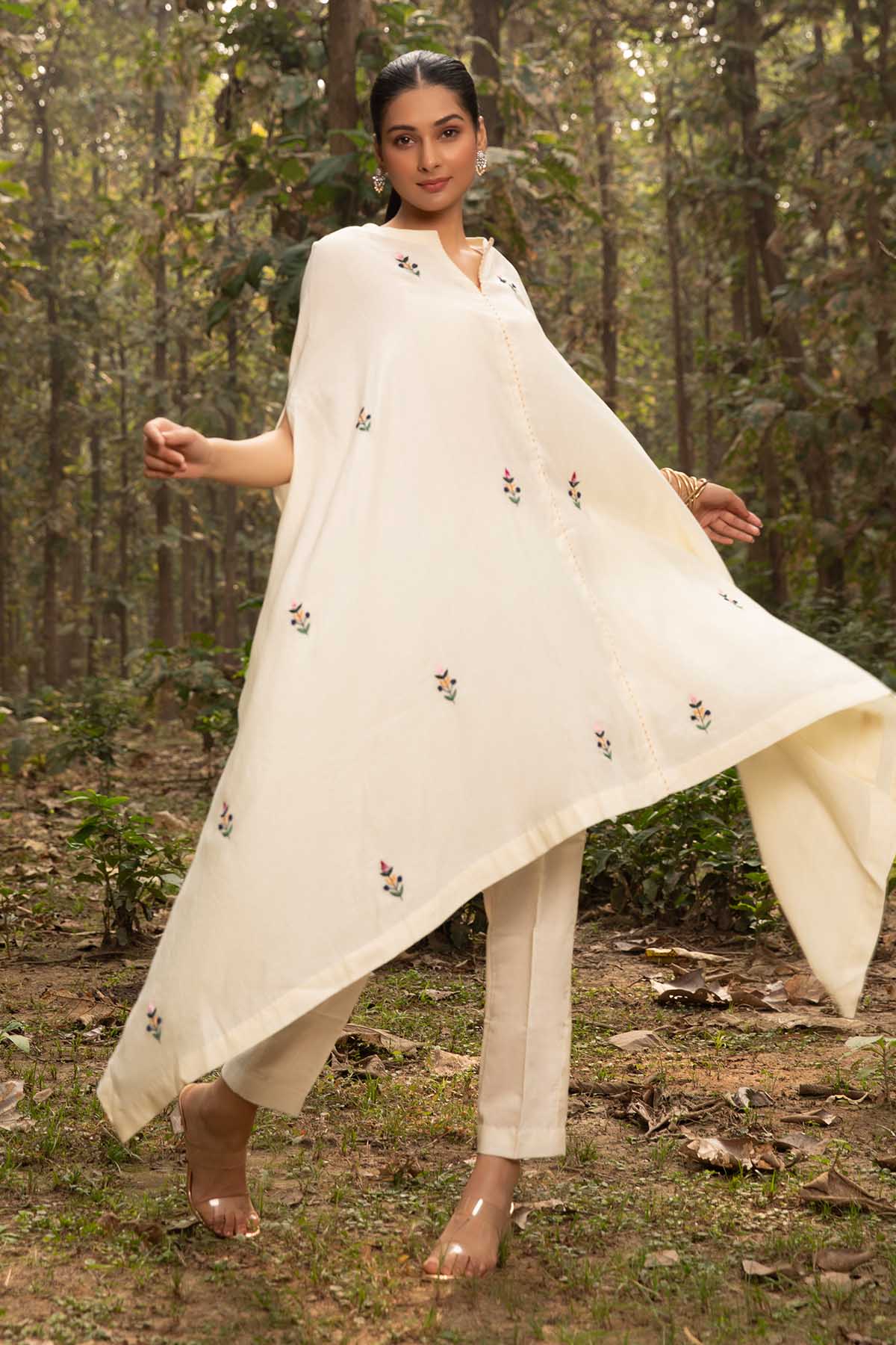 Ivory Asymmetrical Kaftan Set