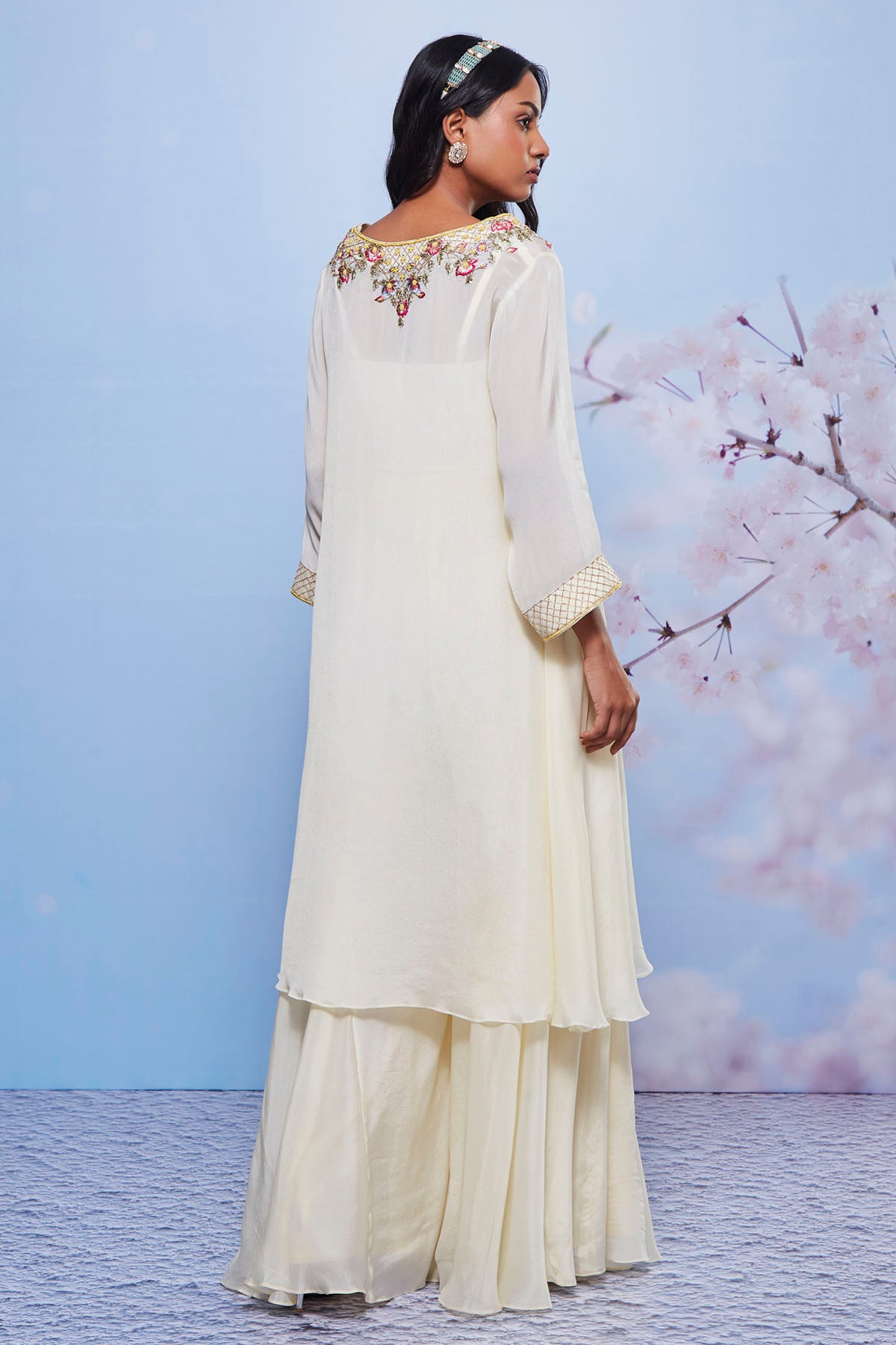 Ivory Asymmetrical Kurta Set