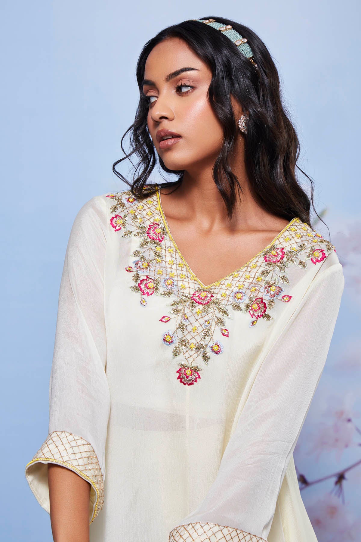 Ivory Asymmetrical Kurta Set