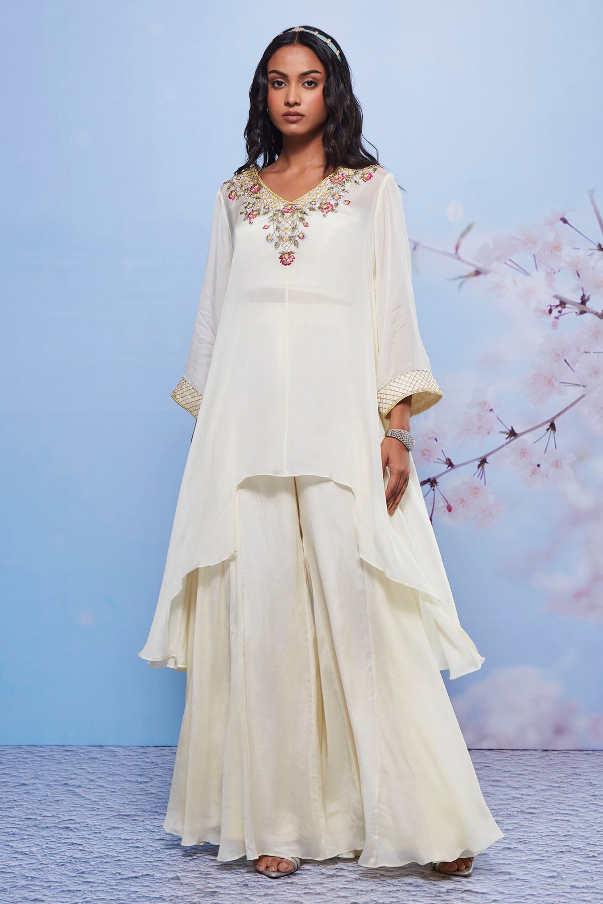 Ivory Asymmetrical Kurta Set