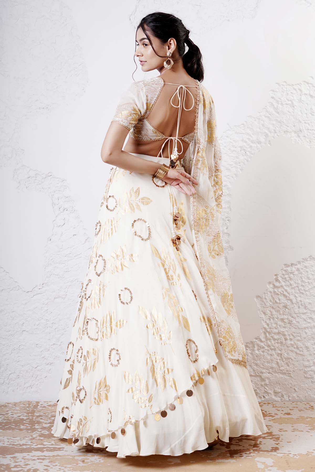 Ivory Asymmetrical Lehenga Set